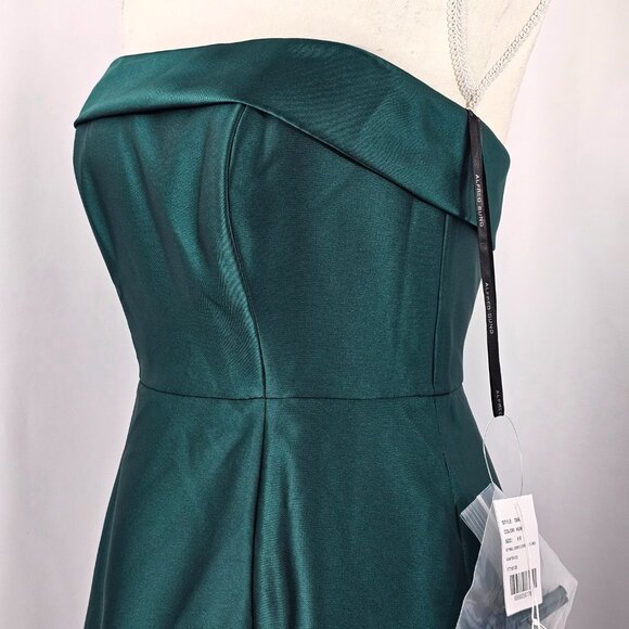 Alfred Sung Women's Green Strapless Satin Formal Gown With Pockets Size 6R NWT - Picture 6 of 15